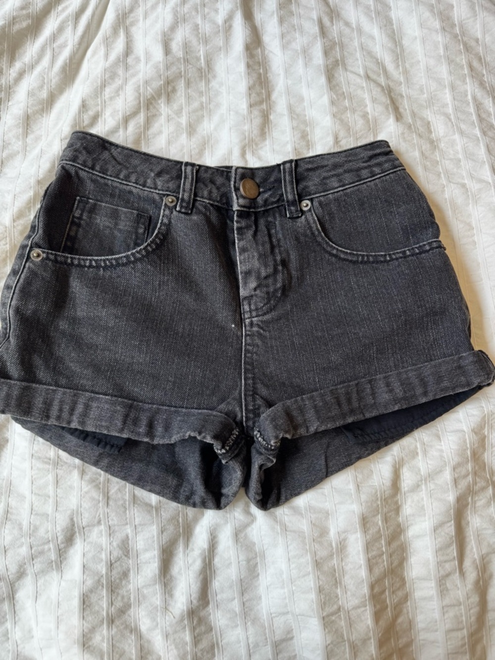 ASOS Black High-Rise Rolled-Hem Denim Shorts